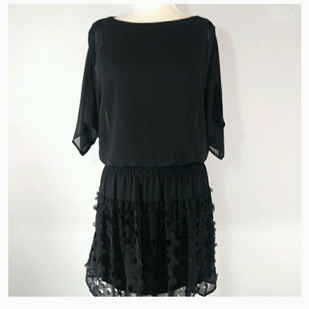 SL Fashions blouson black Dress. Size 8. L14